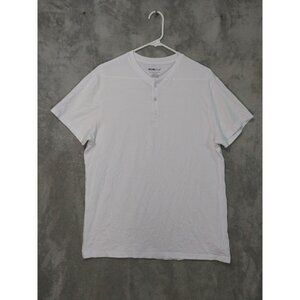 William Rast Shirt Mens XL White Henley Pima Cotton Short Sleeve Casual Stretch